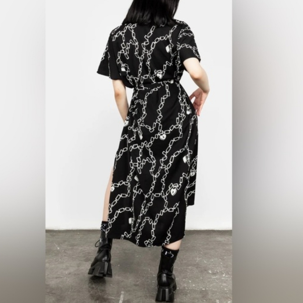 Disturbia Black Chain Print Shirt Dress - Picture 2 of 5